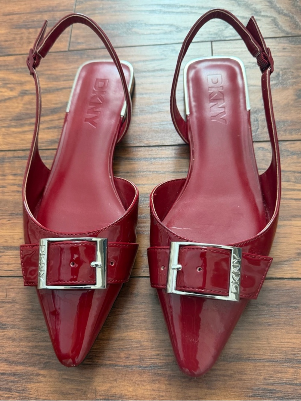DKNY Burgundy Patent Slingback Pointed toe Flats